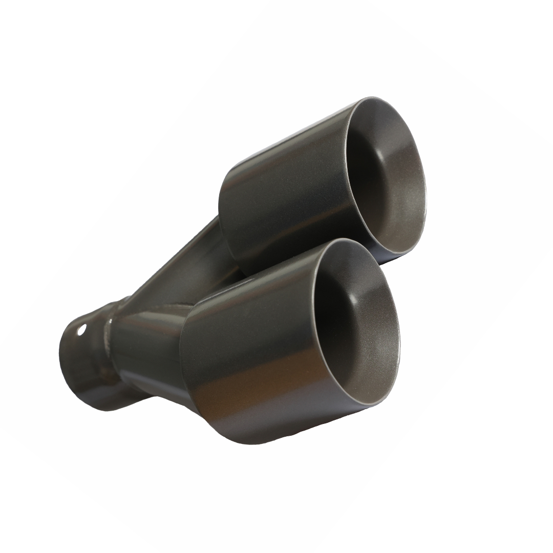 Dual Round Double Wall Slant Cut Tip Powered Coat Gun Metal Grey-ET-025GY