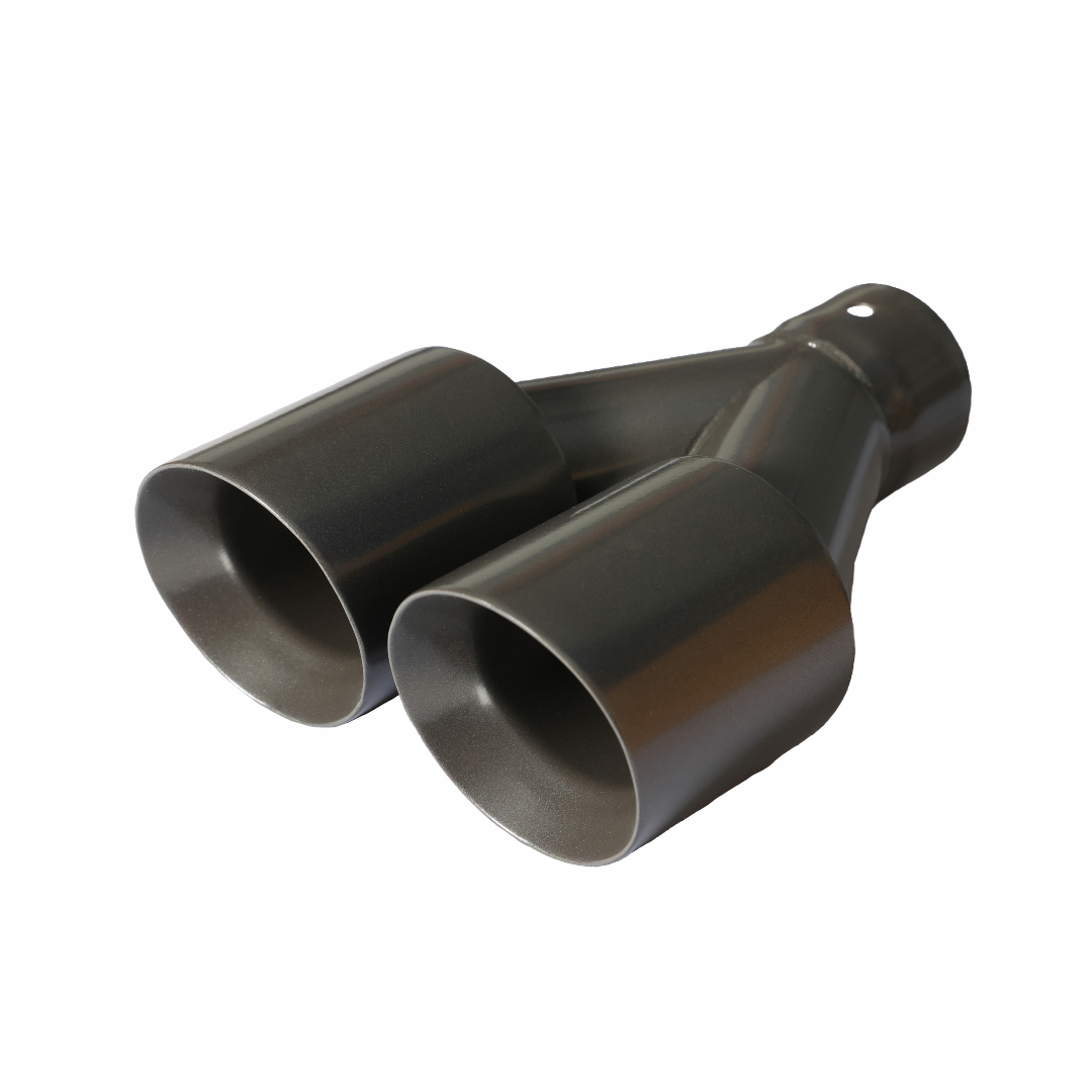 Dual Round Double Wall Slant Cut Tip Powered Coat Gun Metal Grey-ET-025GY