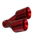 Dual Round Double Wall Slant Cut Tip 2.5" Inlet Powder Coat JDM Red ET-025RD