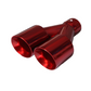 Dual Round Double Wall Slant Cut Tip 2.5" Inlet Powder Coat JDM Red ET-025RD