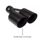 Dual Round Double Wall Slant Cut Tip Powered Coat Satin Black -ET-025SB