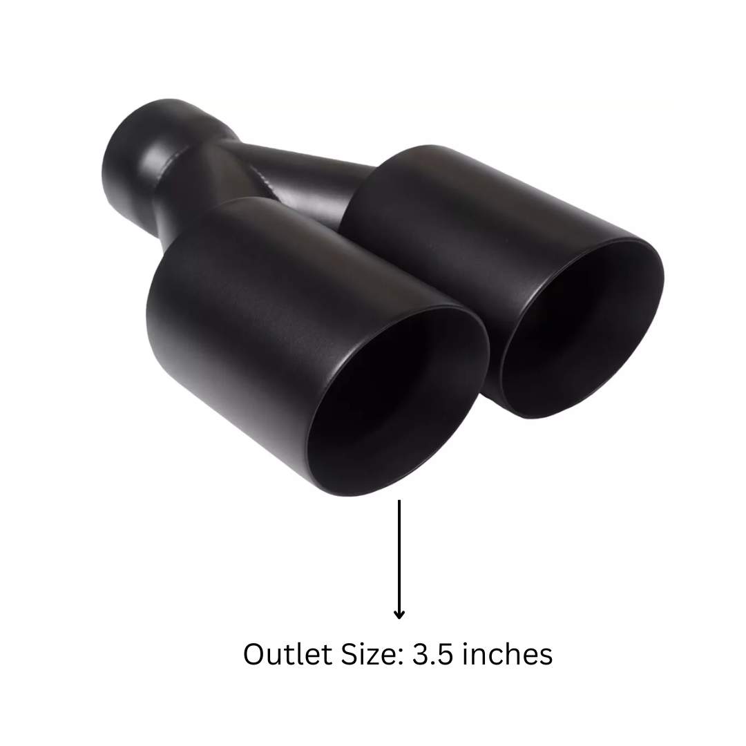 Dual Round Double Wall Slant Cut Tip Powered Coat Satin Black -ET-025SB