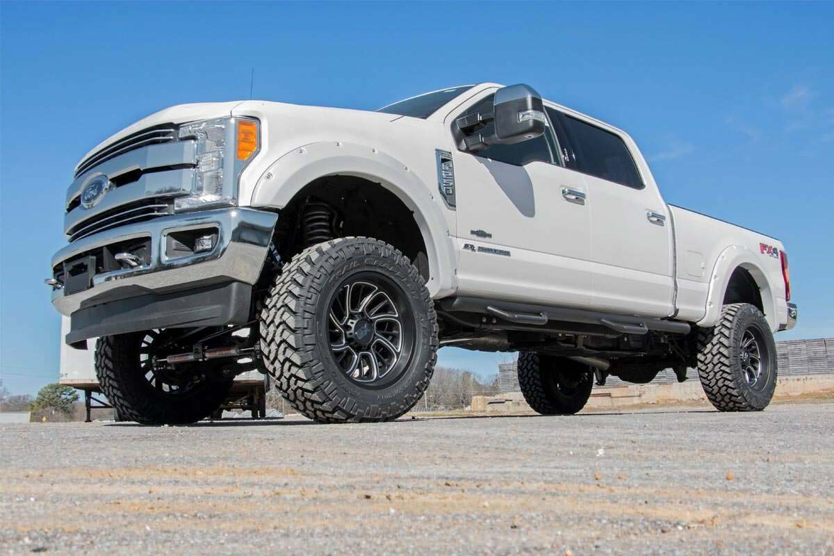 Fits Ford F-250/F-350 SD (17-22) Pocket Fender Flares; PQ Race Red; F-F21112-PQ
