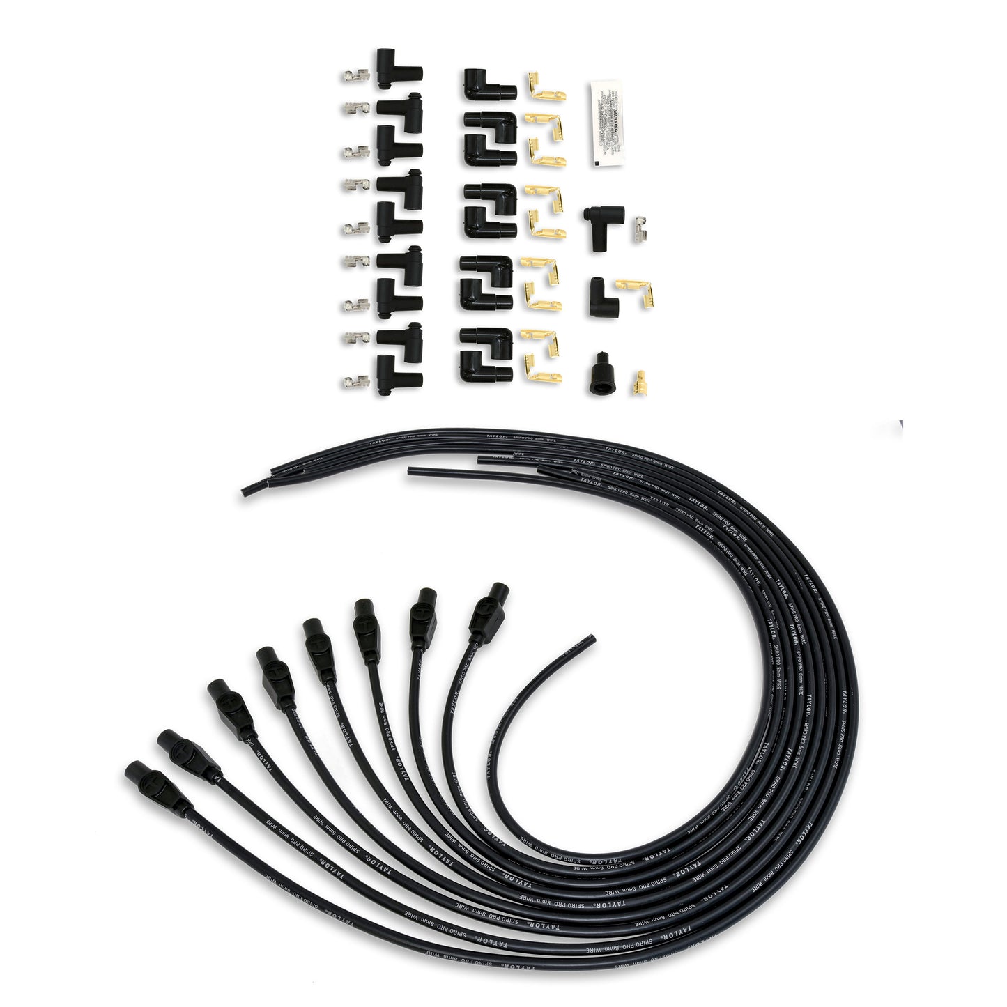 Spark Plug Wire Set Universal 8mm Silicone Spiro Pro 180? 350 ohm/ft Black 73055