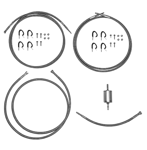 Fits 01-03 GM 2500HD / 3500, Ext Cab; Gas; Complete Fuel line-Braided FFF0019SS