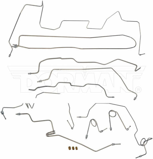 Fits 95-98 GM K1500, Reg Cab/Long Bed Brake Line Kit; Stainless-FL919224 - Complete Brake Line Kit Car Part People