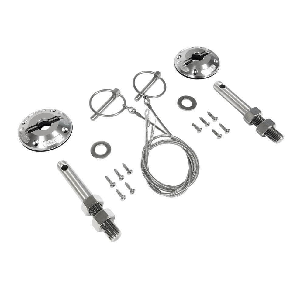Modern Hood Pin Kit aluminum/SS fits Ford Mustang 15-19 Drake -FR3Z-6316892-LM