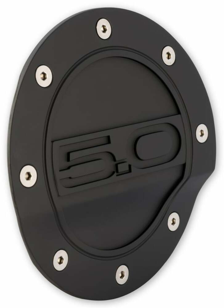 Fuel Door Black 5.0 Logo fits FordMustang 15-21 Drake MuscleCars FR3Z-6640526-5A