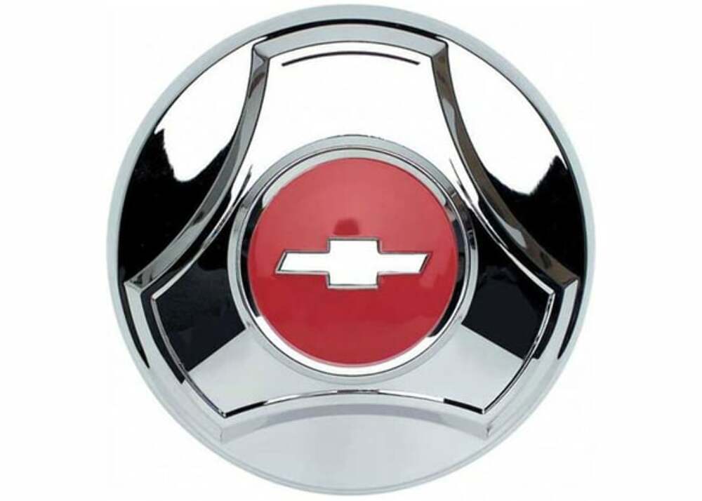 Fits 1964-66 C10 Panel Hub Caps-1/2-Ton-15"-Pop-On-Chrome/Red-Set Of 4 HCC5C66