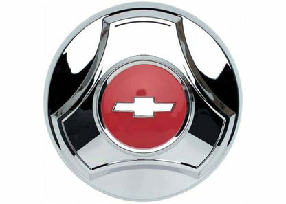Fits 1964-66 C10 Panel Hub Caps-1/2-Ton-15"-Pop-On-Chrome/Red-Set Of 4 HCC5C66