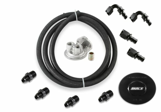 Earls Oil Filter Relocation Kit-Mopar GenIII Hemi-Fits3/4-16Filters-HEMI0004ERL