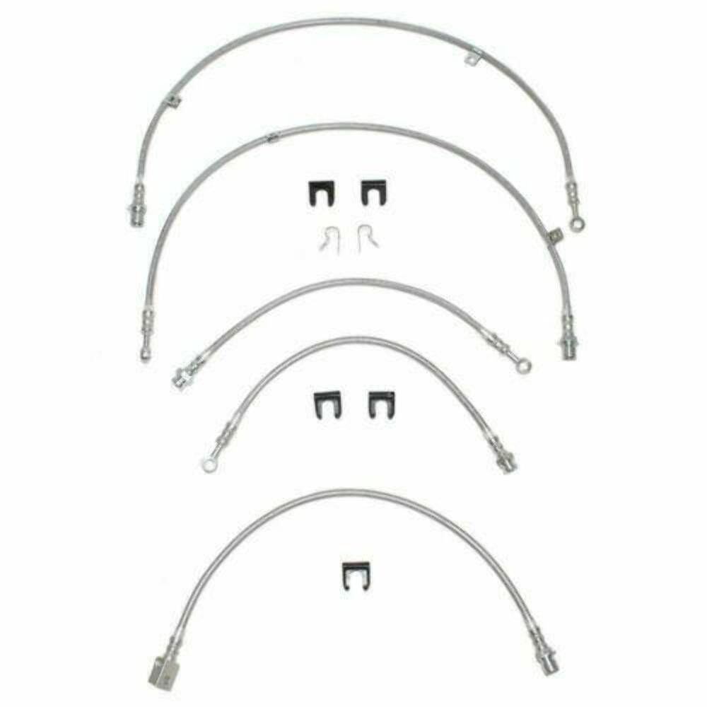 Brake Hose Kit For 99-04 GM 1500 2WD Kit 5pcs Braided Stainless Fine Lines - Brake Hoses Car Part People
