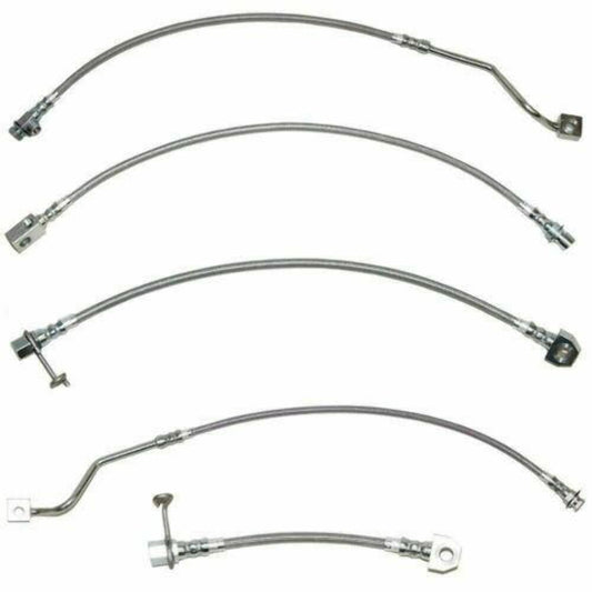 1999-01 Ford F-250 SD Brake Hose Kit 4WD RWABS Staggered Rear Calipers -HSK0019SS - Brake Hoses Car Part People