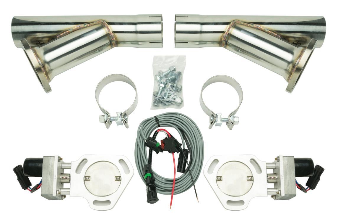Dual Electric Cutout Kit For 2.5 Inch Exhaust Includes Y-Pipes