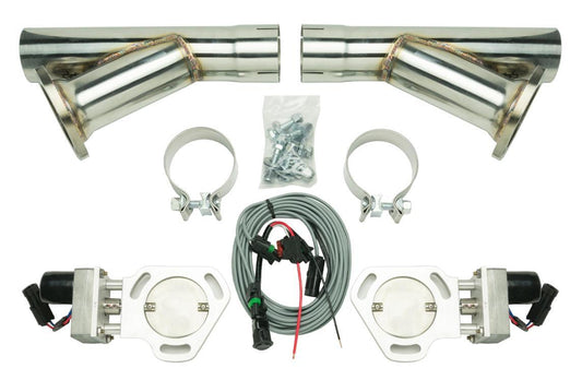 Dual Electric Cutout Kit For 2.5 Inch Exhaust Includes Y-Pipes