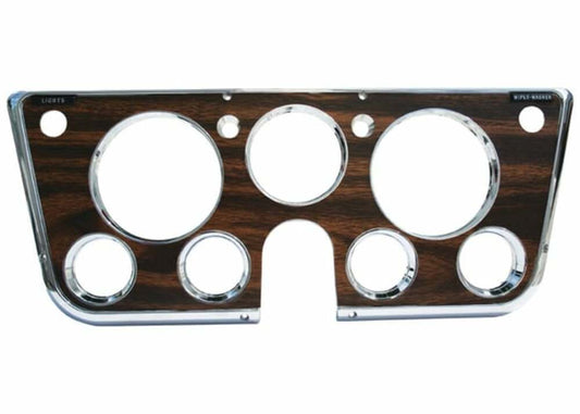 Fits 1969-72 Blazer Instrument Bezel-7 Hole W/ Gauges-Chrome/Woodgrain INST305
