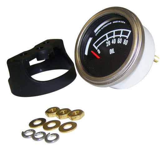 Vintage - Metal Black Oil Pressure Gauge - J5460640
