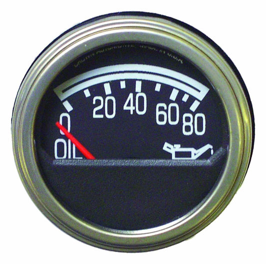 Vintage - Metal Black Oil Pressure Gauge - J5750279