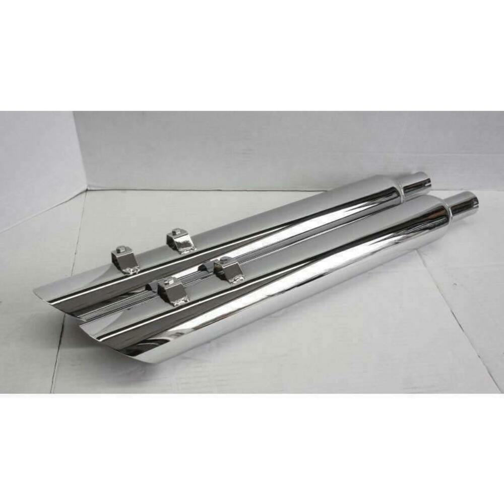 95-16 Harley Davidson Angle Cut Slip On Muffler Chrome Exhaust 2 Baffle - Performance Mufflers Car Part People