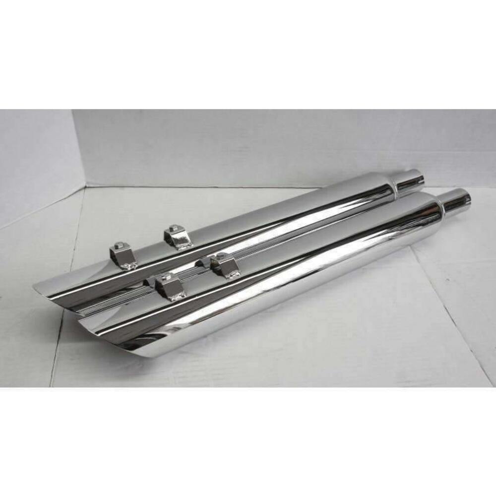 Fits 2016-2023 Harley Davidson Angle Slip On Muffler Chrome Exhaust 2.5" Baffle - Performance Mufflers Car Part People
