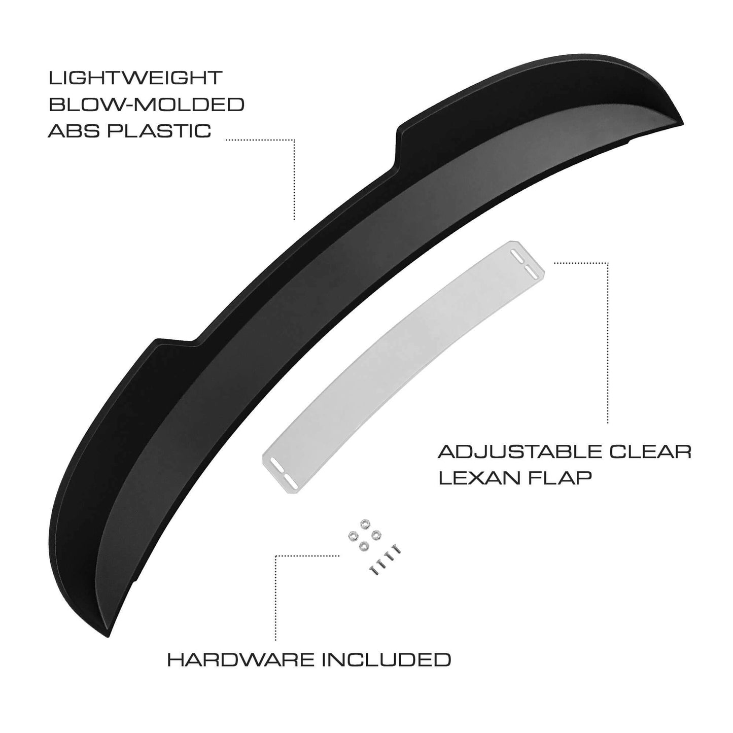 Rear Spoiler Wicker Bill Style Blck fits FordMustang 15-20 Drake -JR3B-6344210-A