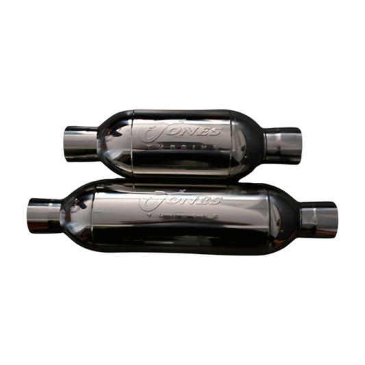 Jones Turbine; 2.5"C, 4"C(Rolled Tip), 6" Round, 20" Overall Length-JT2540I - Performance Mufflers Car Part People