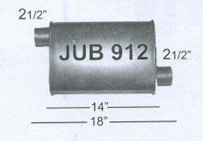Jones Exhaust JUB912 Quiet Tone Muffler 2.5 Inlet, 2.5 Outlet - Performance Mufflers Car Part People