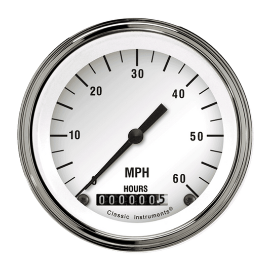 White Hot 3 3/8" Low Speed Speedometer LSWH