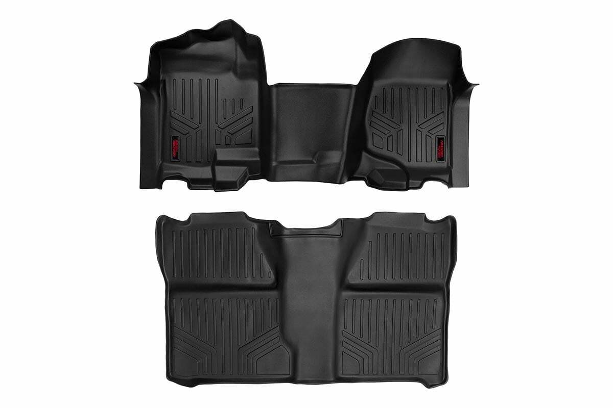 Fits Chevy/GMC 1500/2500HD (07-14) Floor Mats; FR & RR; OV Hump; Crew; M-21073