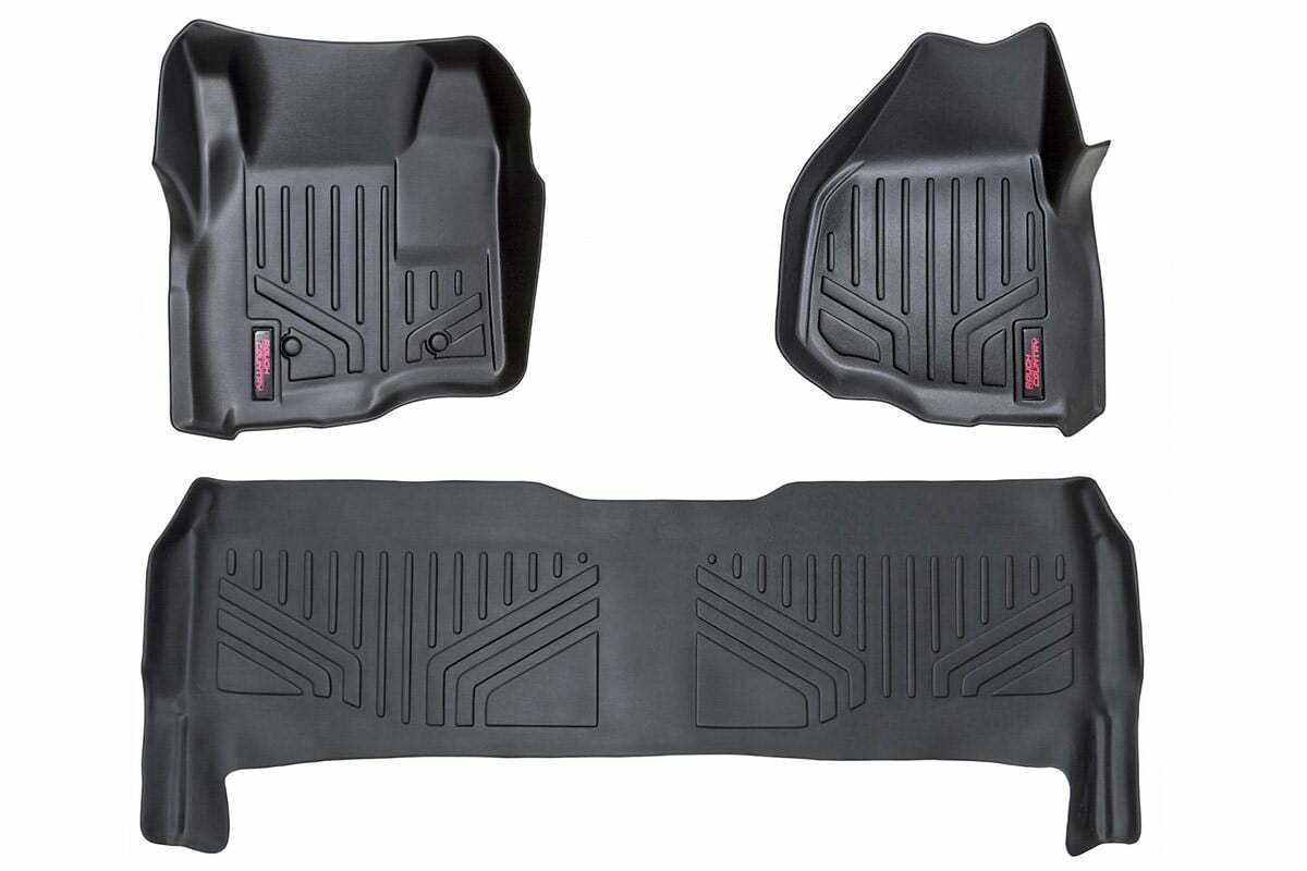 Fits Ford F-250/F-350 SD (11-16) Floor Mats; FR & RR; Depressed Pedal; M-51223
