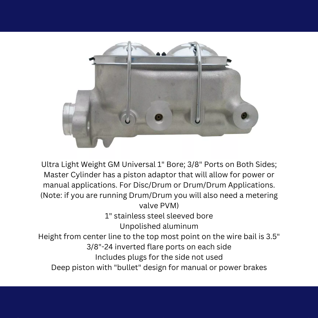 Fits GM Universal Aluminum Master Cylinder 3/8" Ports - Master Cylinders and Parts Car Part People