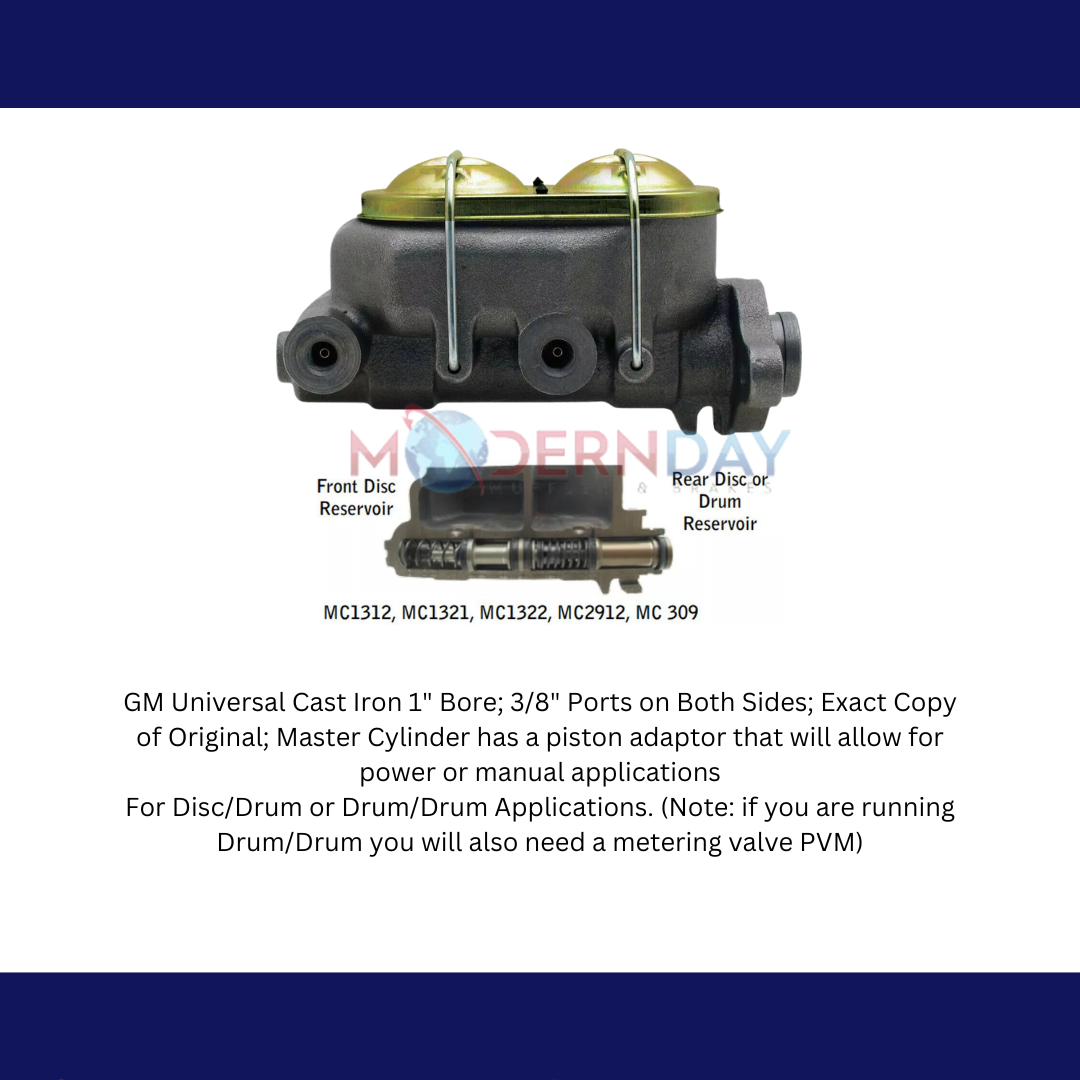 Fits GM Universal Cast Iron Master Cylinder 3/8" ports MC1322H - Master Cylinders and Parts Car Part People