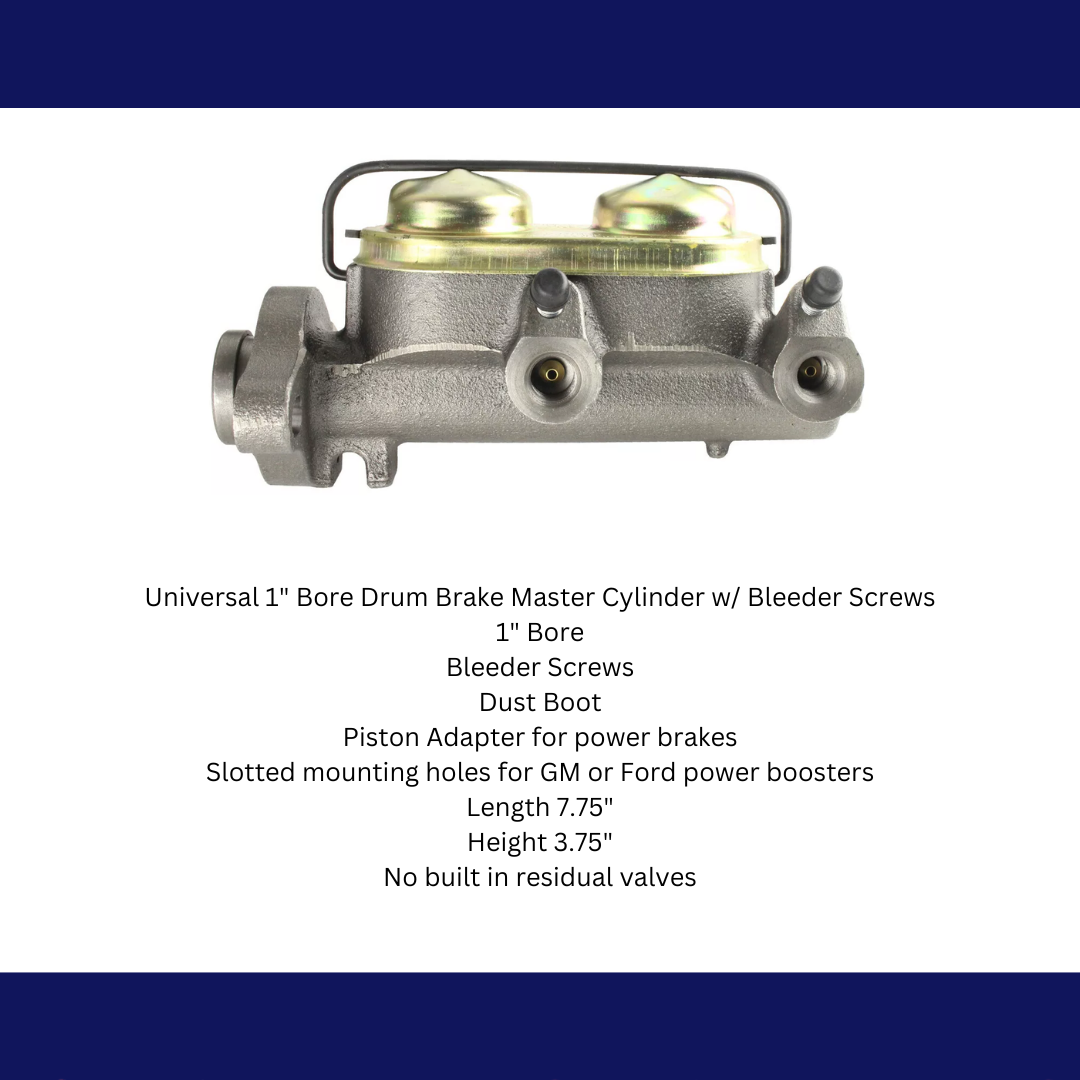 Universal 1" Bore Drum Brake Master Cylinder w/ Bleeder Screws MC1505 - Master Cylinders and Parts Car Part People