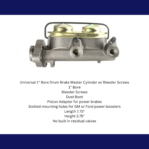 Universal 1" Bore Drum Brake Master Cylinder w/ Bleeder Screws MC1505