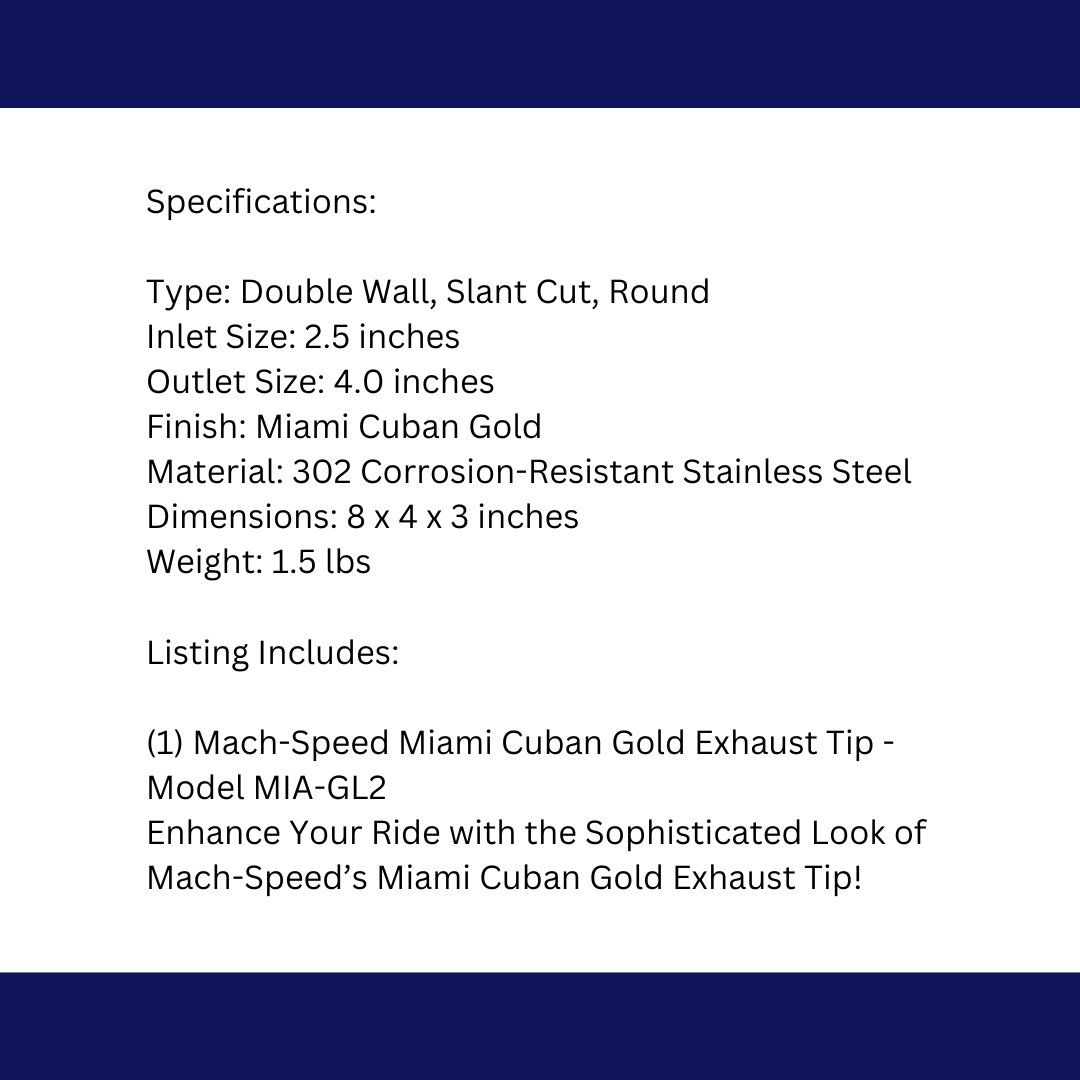 Single Round Double Wall Slant Cut Tip Miami Gold Bolt-On-MIA-GL2