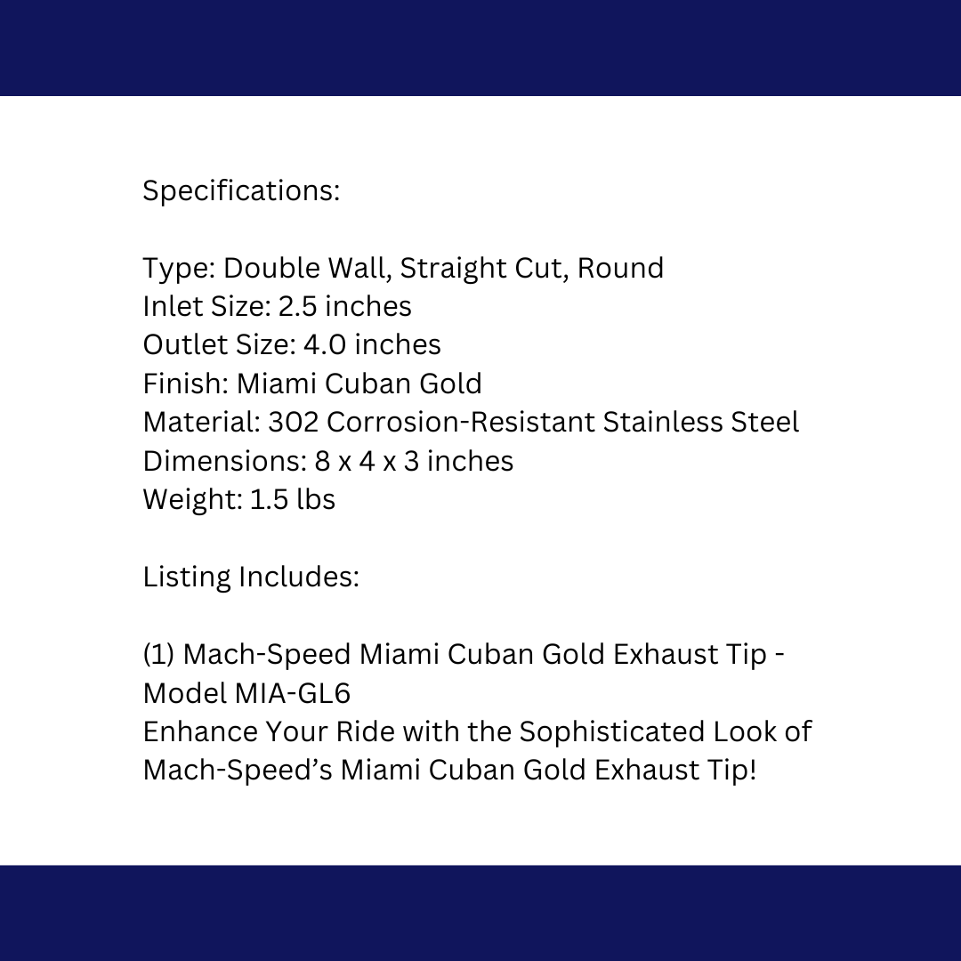 Single Round Double Wall Straight Cut Tip Miami Gold Bolt-On-MIA-GL6
