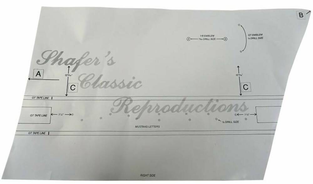 Fits 1965 - 1966 Ford Mustang GT Stencil Kit MSK001