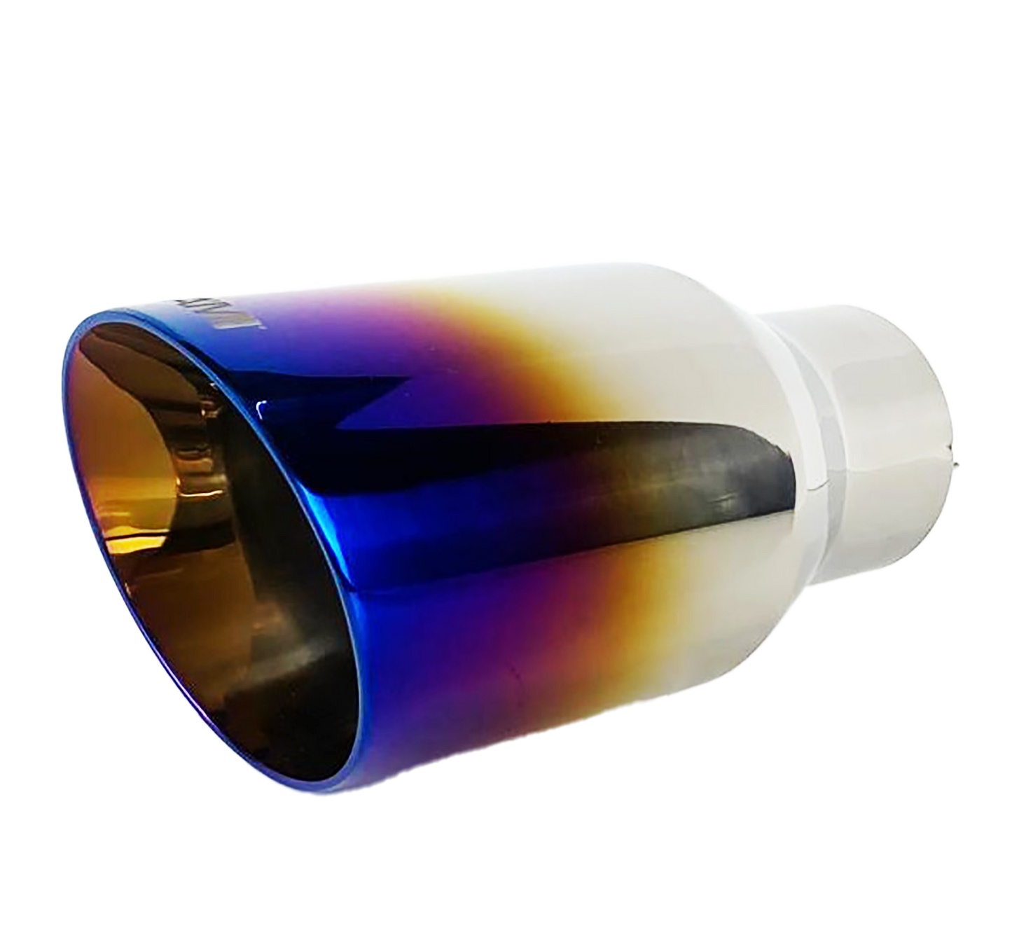 2.25" ID/3.5" OUT/7" Single Round Double Wall Slant Cut Exhaust Tip-Blue NT-2379