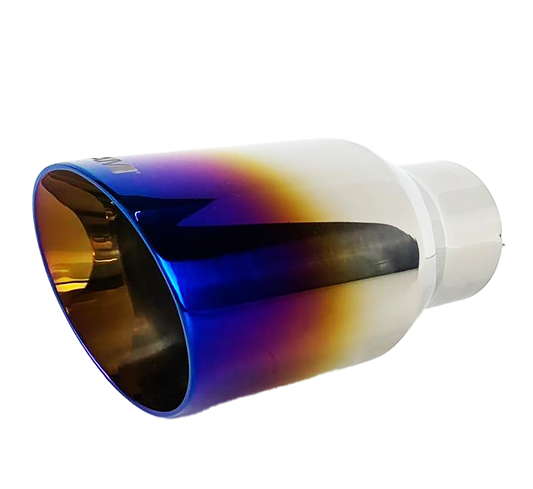 2.25" ID/3.5" OUT/7" Single Round Double Wall Slant Cut Exhaust Tip-Blue NT-2379