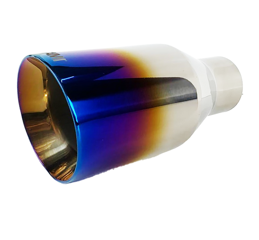2.25" ID/4" OUT/8" Single Round Double Wall Slant Cut Exhaust Tip-Blue NT-2478