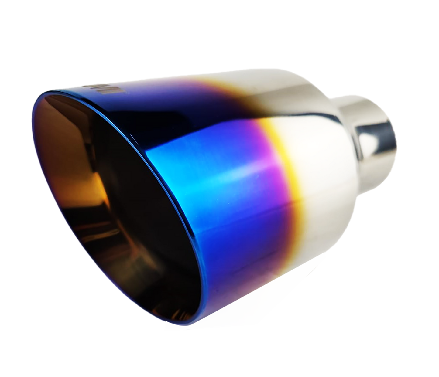 2.5" ID/4.5" OUT/8" Single Round Double Wall Slant Cut Exhaust Tip-Blue NT-2549