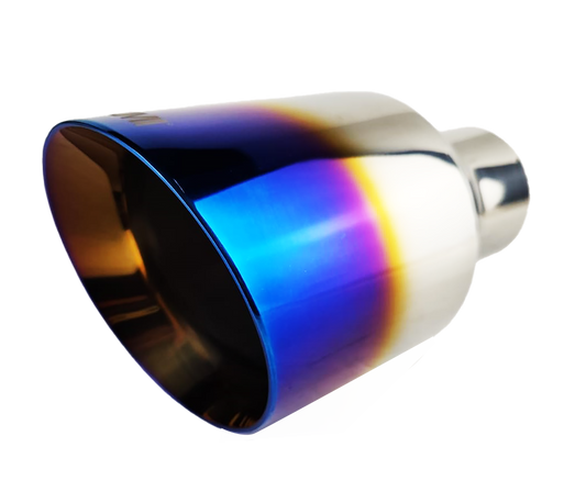 2.5" ID/4.5" OUT/8" Single Round Double Wall Slant Cut Exhaust Tip-Blue NT-2549