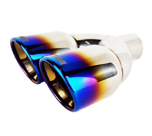 2.25" ID/3.5" OUT/9.5" Dual Double Wall Slant Cut Exhaust Tip-Blue NT-2568BL