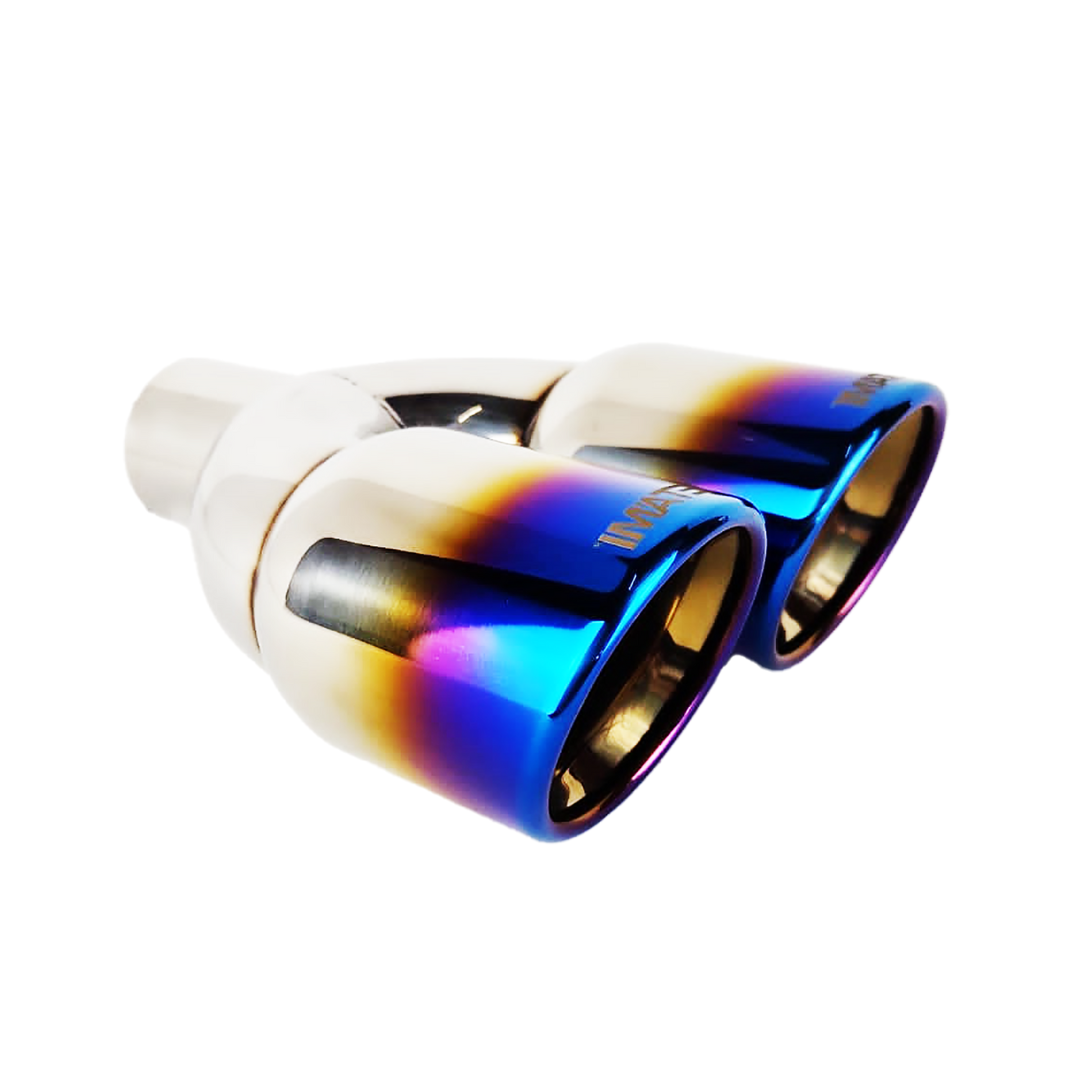 2.25" ID/3.5" OUT/9.5" Dual Double Wall Slant Cut Exhaust Tip-Blue NT-2568BL