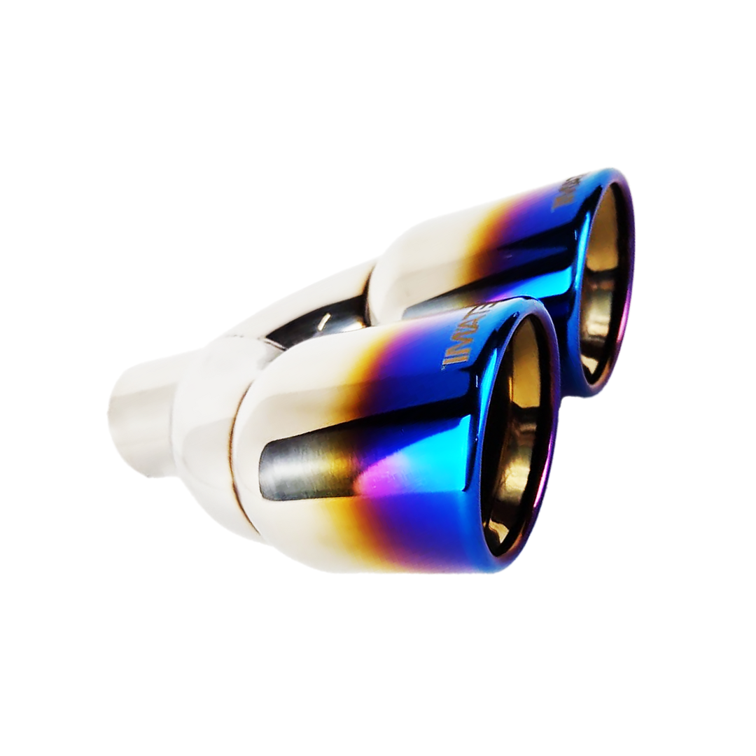 2.25" ID/3.5" OUT/9.5" Dual Double Wall Slant Cut Exhaust Tip-Blue NT-2568BL
