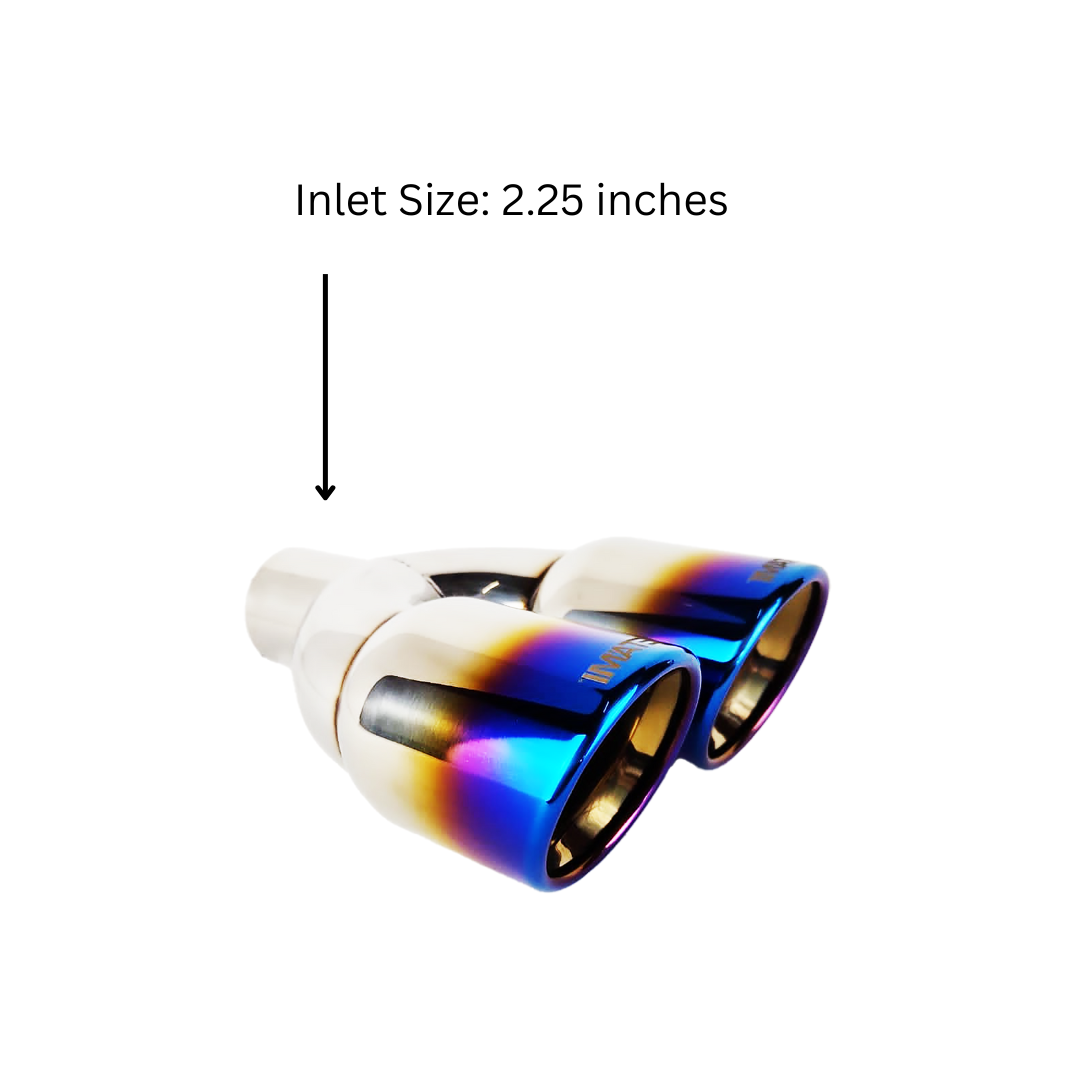 2.25" ID/3.5" OUT/9.5" Dual Double Wall Slant Cut Exhaust Tip-Blue NT-2568BL