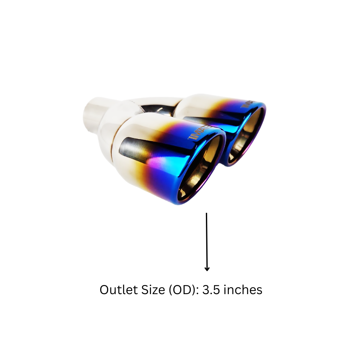 2.25" ID/3.5" OUT/9.5" Dual Double Wall Slant Cut Exhaust Tip-Blue NT-2568BL