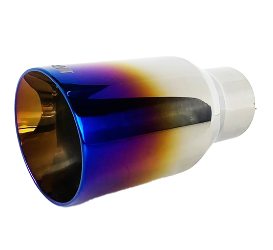 2.5" ID/4" OUT/12" Single Round Double Wall StraightCut Exhaust Tip-Blue NT-2578