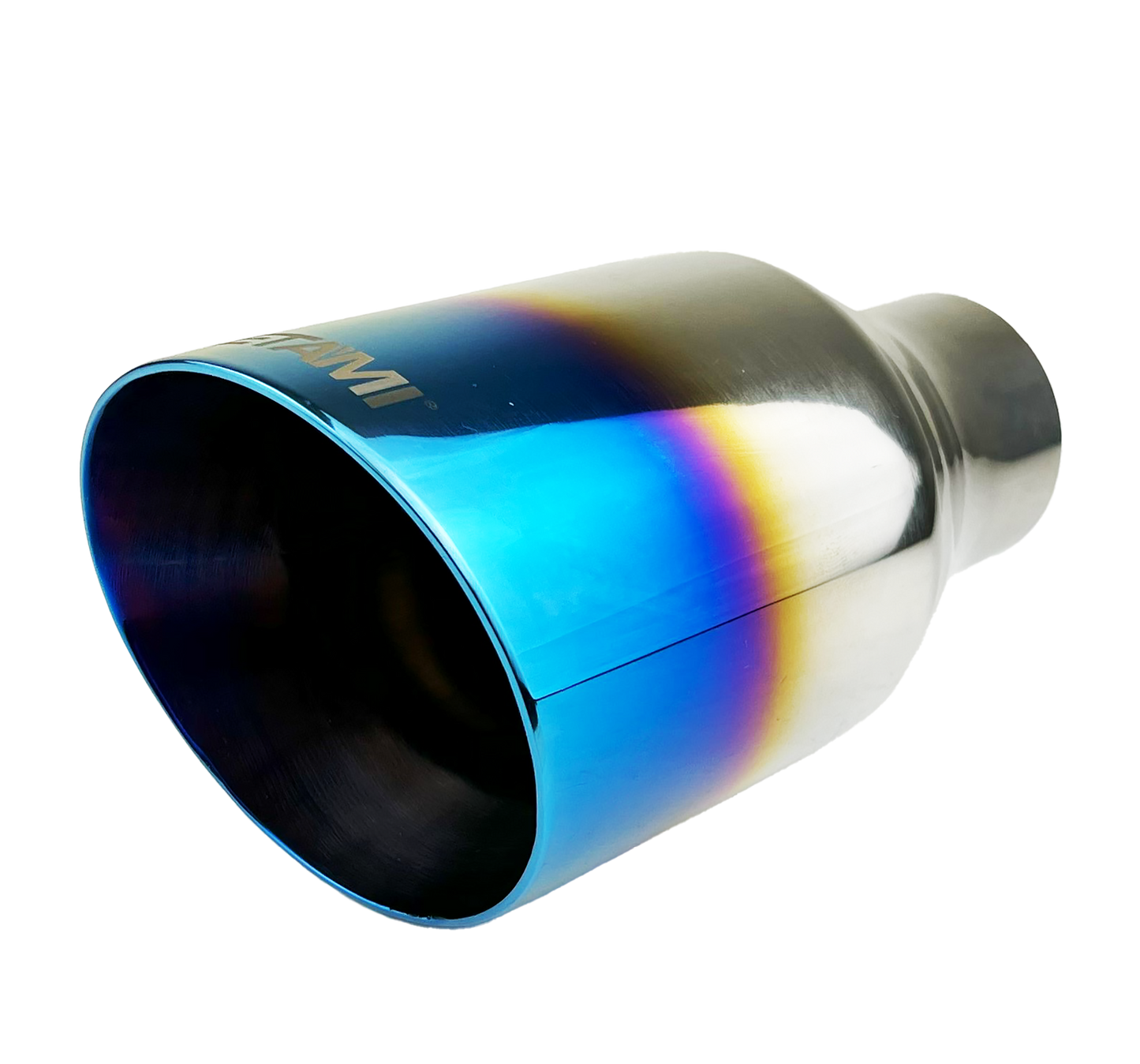2.5" ID/4" OUT/12" Single Round Double Wall Slant Cut Exhaust Tip-Blue NT-2579