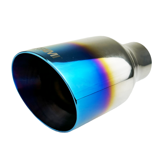 2.5" ID/4" OUT/12" Single Round Double Wall Slant Cut Exhaust Tip-Blue NT-2579